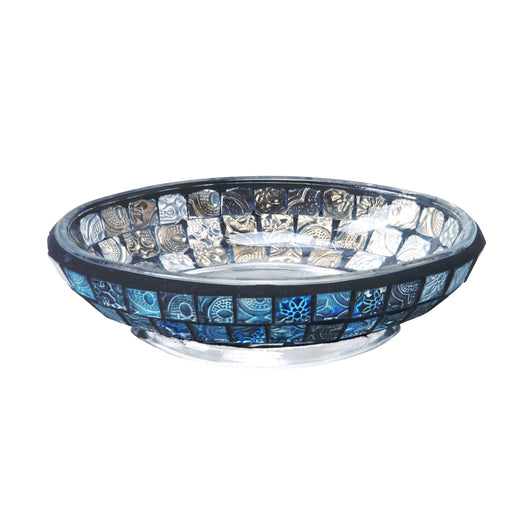 Porta sapone serie crystal in vetro mosaico blu