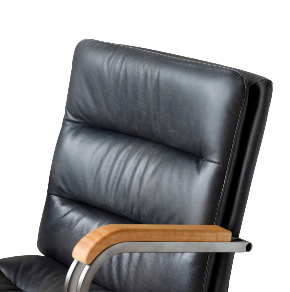Sedia da ufficio ergonomica in pelle nera regolabile