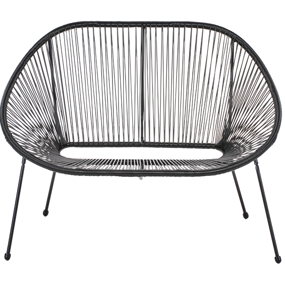 Panca giardino acciaio Rattan nero 114 cm rotonda Soggiorno moderno spaghetti da esterno