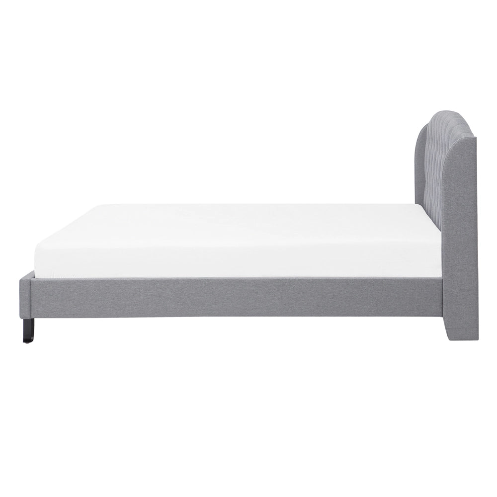 Letto a doghe Tessuto in poliestere grigio Poggiatesta capitonné imbottito 140 x 200 cm matrimoniale Design moderno