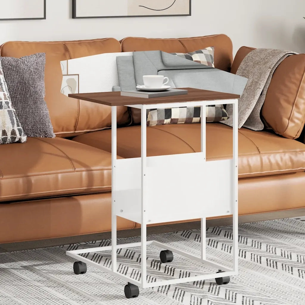 Tavolino con Ruote Bianco 55x36x63,5cm in Legno Multistrato 343110