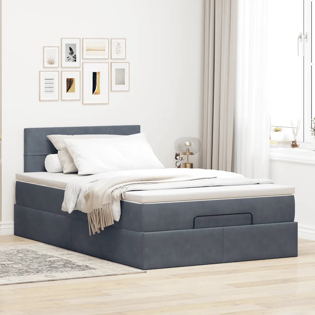 Pouf Letto con Materasso Grigio Scuro 120x190 cm Velluto 3311760