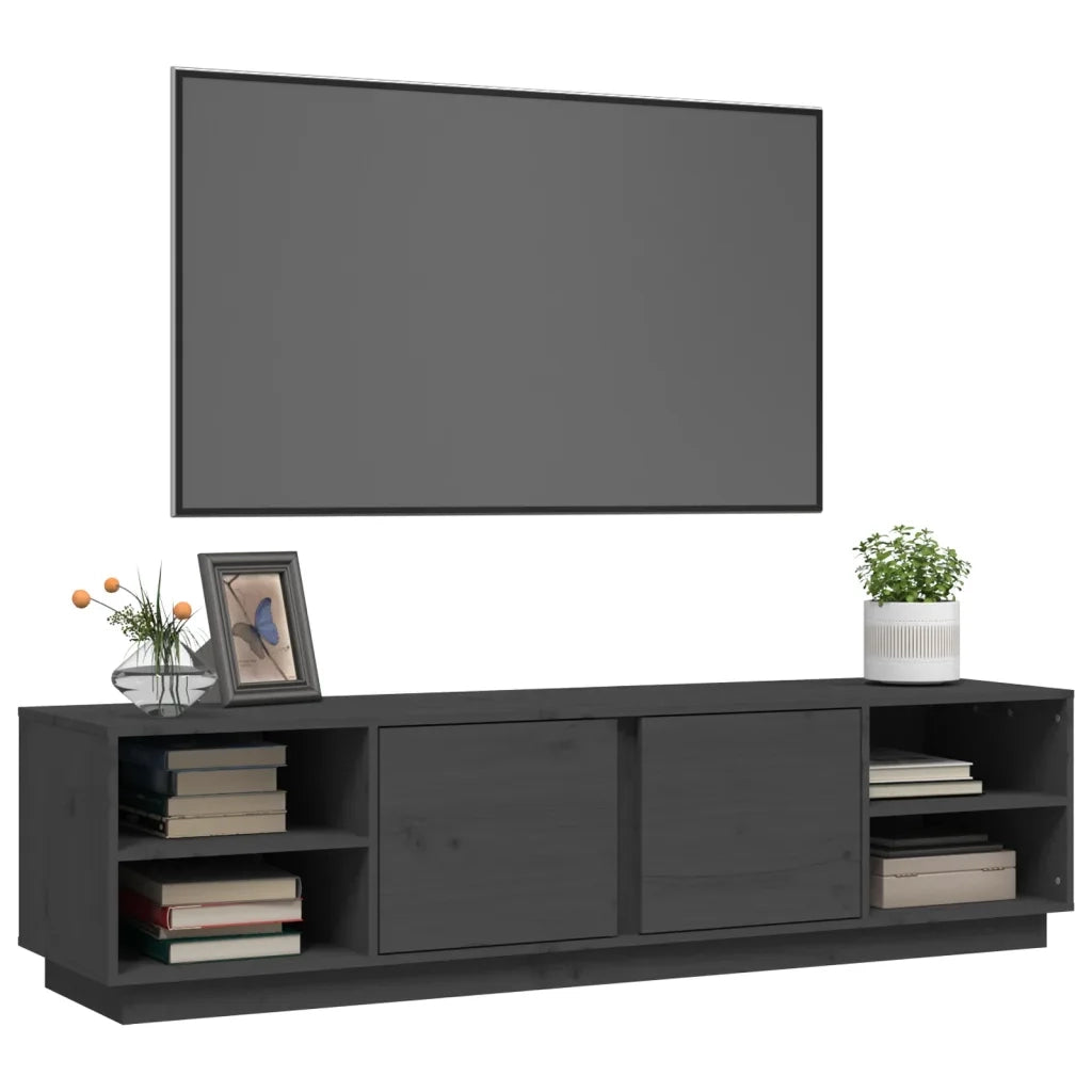Mobile Porta TV Grigio 156x40x40 cm in Legno Massello di Pino 814456