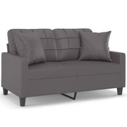 Divano | Divano da soggiorno | Sofa a 2 Posti con Cuscini Grigio 120 cm in Similpelle
