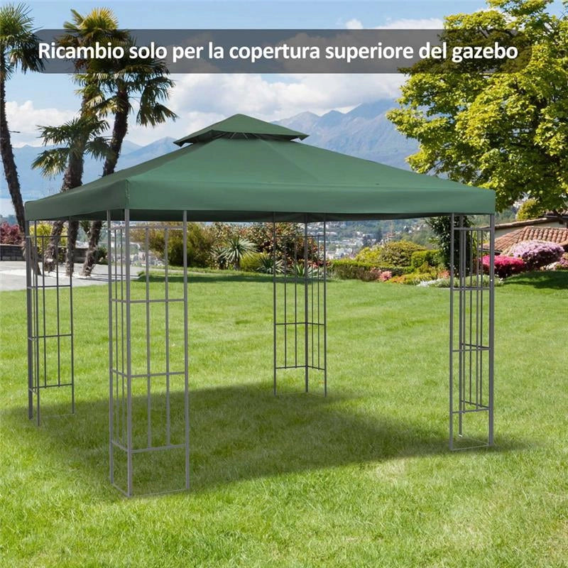 TELO DI COPERTURA PER GAZEBO DA GIARDINO 3 X 3 MT COLORE VERDE SCURO