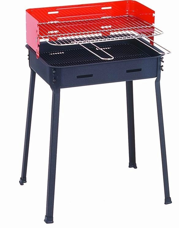 Barbecue fornacella a carbone rettangolare regolabile 3 posizioni 48 x 35 x 75 cm