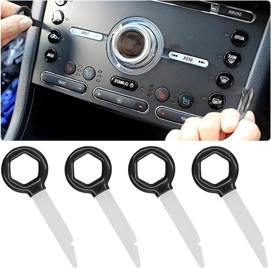Serratura autoradio in acciaio inossidabile con guaina in gomma - audio desblocca strumento - 4 pezzi - nero.