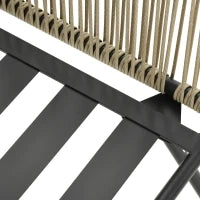 Set da Esterno con Tavolino in Vetro e 2 Sedie da Giardino in Rattan Stile Boho, Caffè