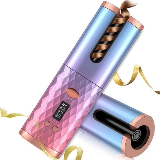 Krultang automatico senza fili (oro) - Ideale regalo per donne. Con batteria integrata, progettazione ricaricabile via USB e portatile per viaggi.