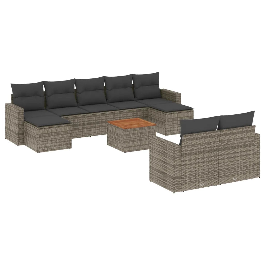 Set Divano da Giardino 10 pz con Cuscini Grigio in Polyrattancod mxl 87872