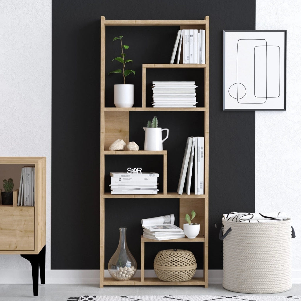 Libreria in legno "Megg" - 60 x 15 x 150 cm - Rovere