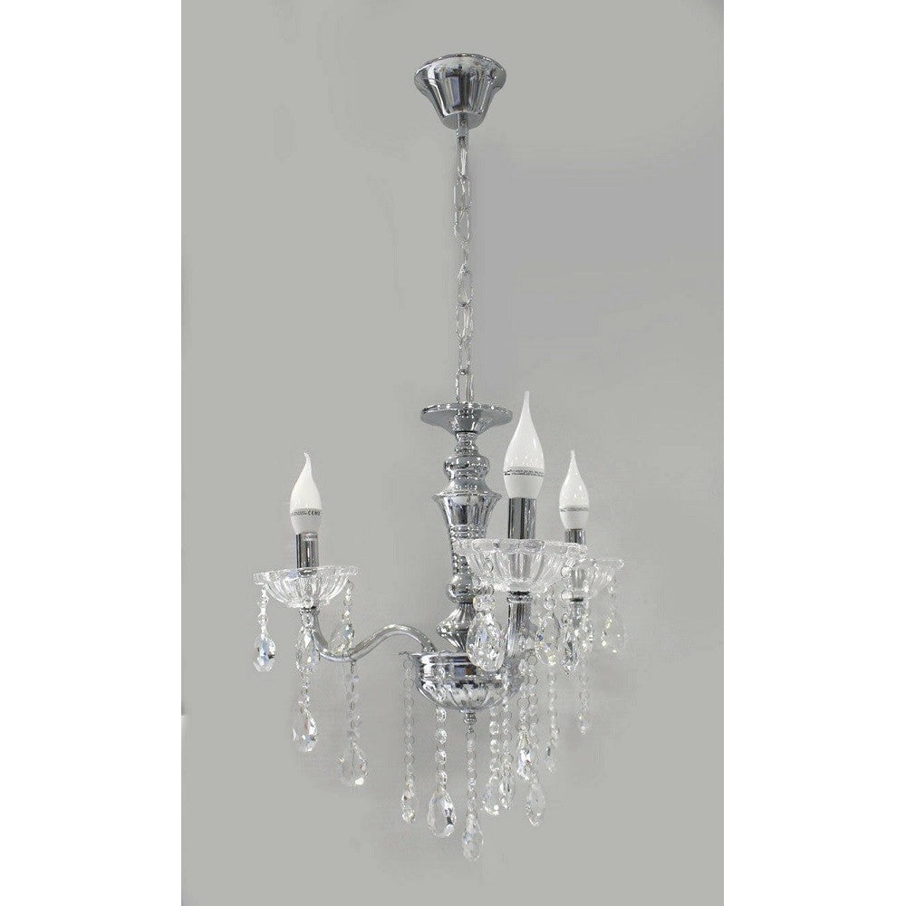 Trade Shop - Lampadario Soffitto 3 Bracci A Sospensione Con Catena Gocce Pendenti Lampada A26 -