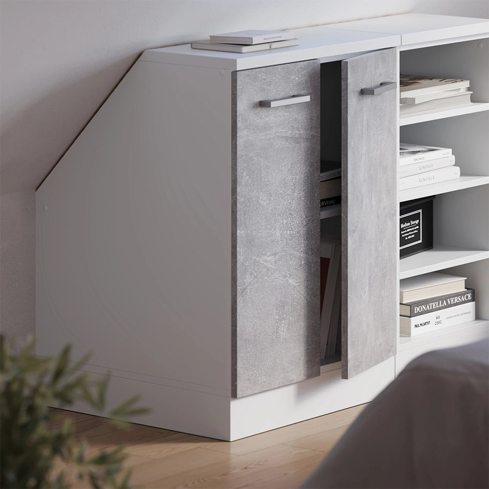 Mobile sottotetto Rion Calcestruzzo/Bianco 60 x 83.8 cm con 2 porte, carcassa 60 cm profondità Vicco