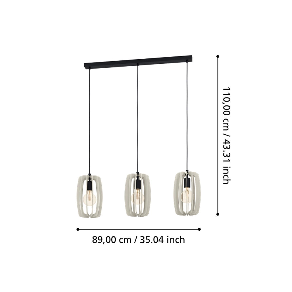 Lampadario Industrial Bajazzara 3 Luci Acciaio Nero Diffusore Grigio