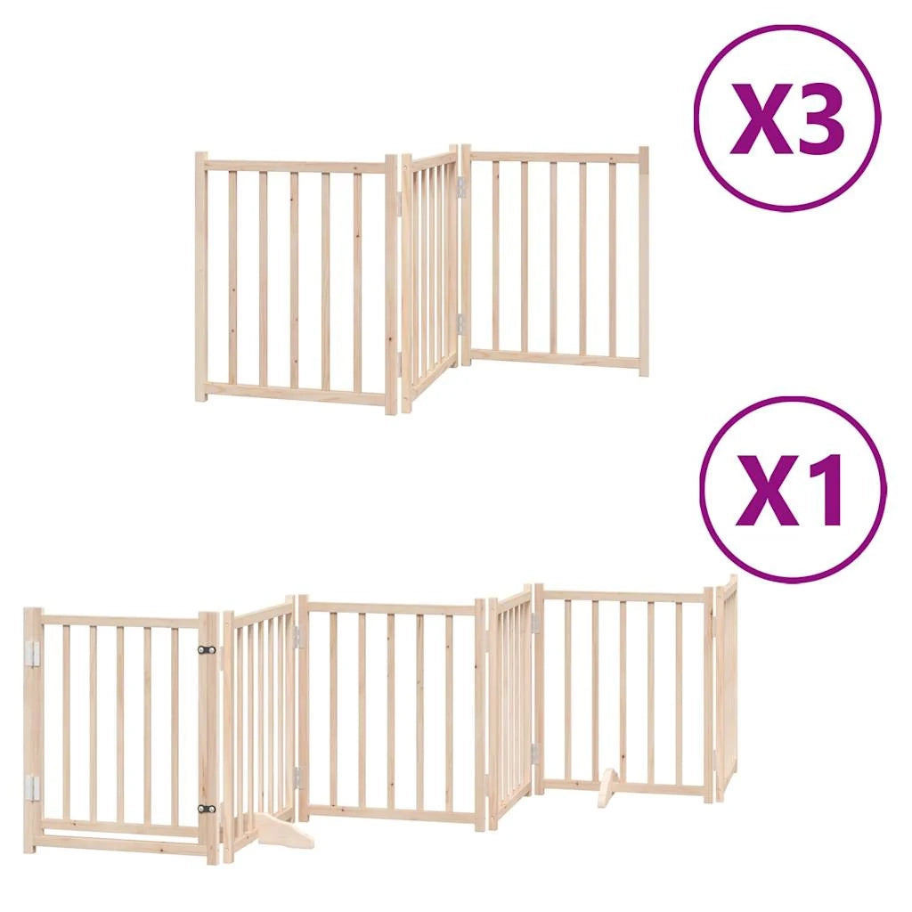 Cancelletto di sicurezza per animali domestici porta pieghevole 15 pannelli legno di pioppo marrone 02_0023206