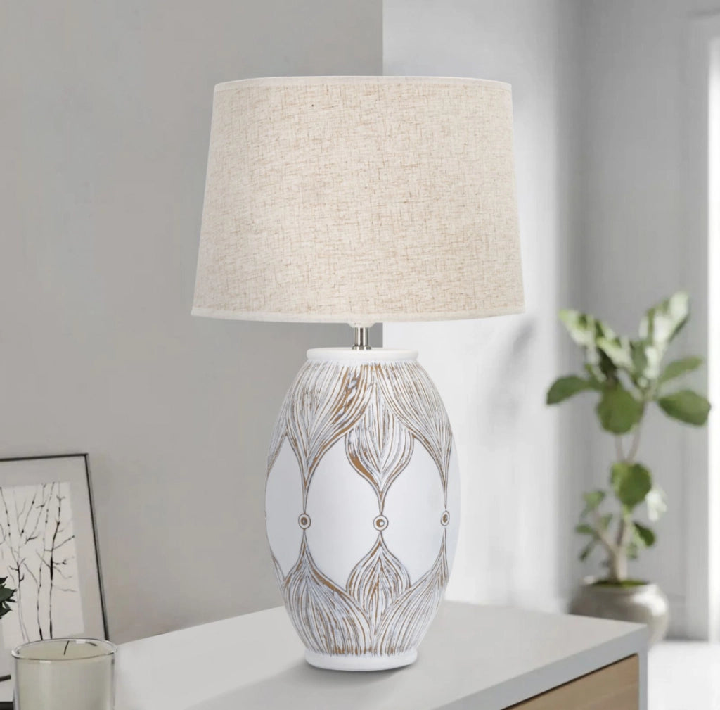 LAMPADA DA TAVOLO RESINA OVALE ATENE CM Ø 38X67