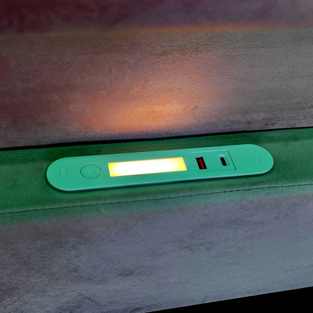 Letto bambino-Xylo-90x200 cm-LED, USB, idraulico, velluto grigio scuro