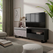 Mobile TV, 200x35x57cm, soggiorno, Per TV fino a 80", Design industriale, grigio cemento RF2245