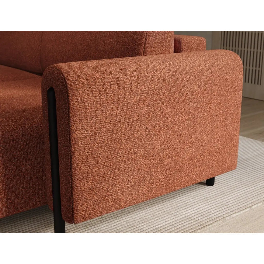 Divano angolare convertibile ARVESSA terracotta bouclette – Angolo destro