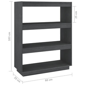 Libreria/Divisorio Grigio 80x35x103 cm Legno Massello di Pino 810886