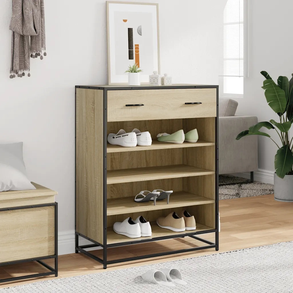 Scarpiera | Mobile per scarpe Rovere Sonoma 75x38x97,5 cm Legno Multistrato Metallo
