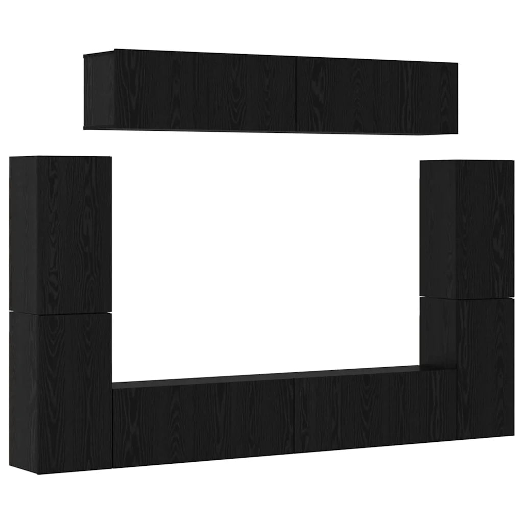Set mobile TV 8 pcs Rovere nero Legno multistrato