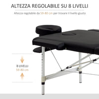 Lettino da Massaggio Fisioterapia 1 Snodo 185x70,1x80 cm in Legno  Nero
