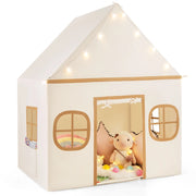 Tenda da gioco per bambini con tenda porta e finestre e luci a stella-Tenda da interno per bambini e bambine 3-10 anni Caff¨¨