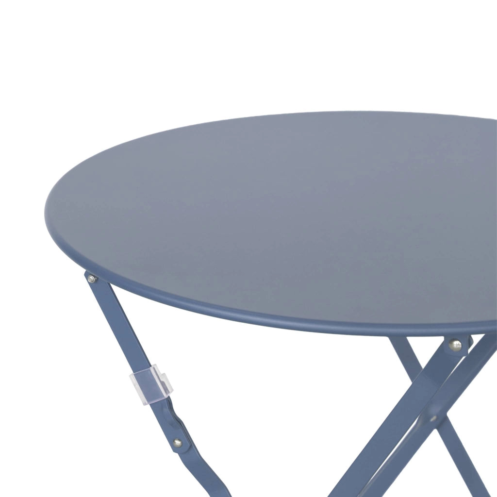 Tavolo da giardino bistrot pieghevole in acciaio, 2 posti, ø60cm, blu