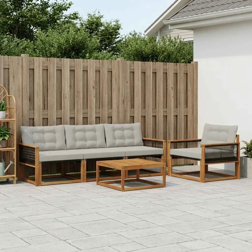 Set di divani da esterno 6 pcs Naturale e Grigio Chiaro 3381247