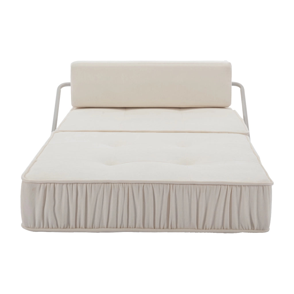 Divano letto modulare convertibile in ciniglia con schiuma e base a molle, elementi separabili per soggiorno bianco