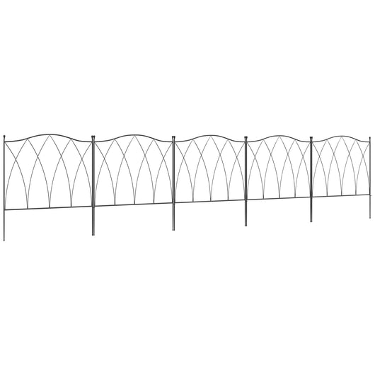 Recinzione Esterna a 5 Pannelli 305x62 cm Design Minimal Configurabile Pannelli in Metallo Nero