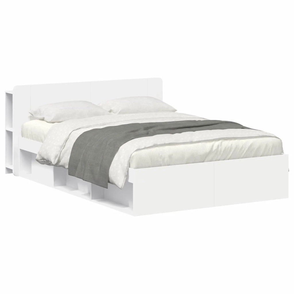 Telaio del letto con storage con testiera Bianco 150 x 200 cm