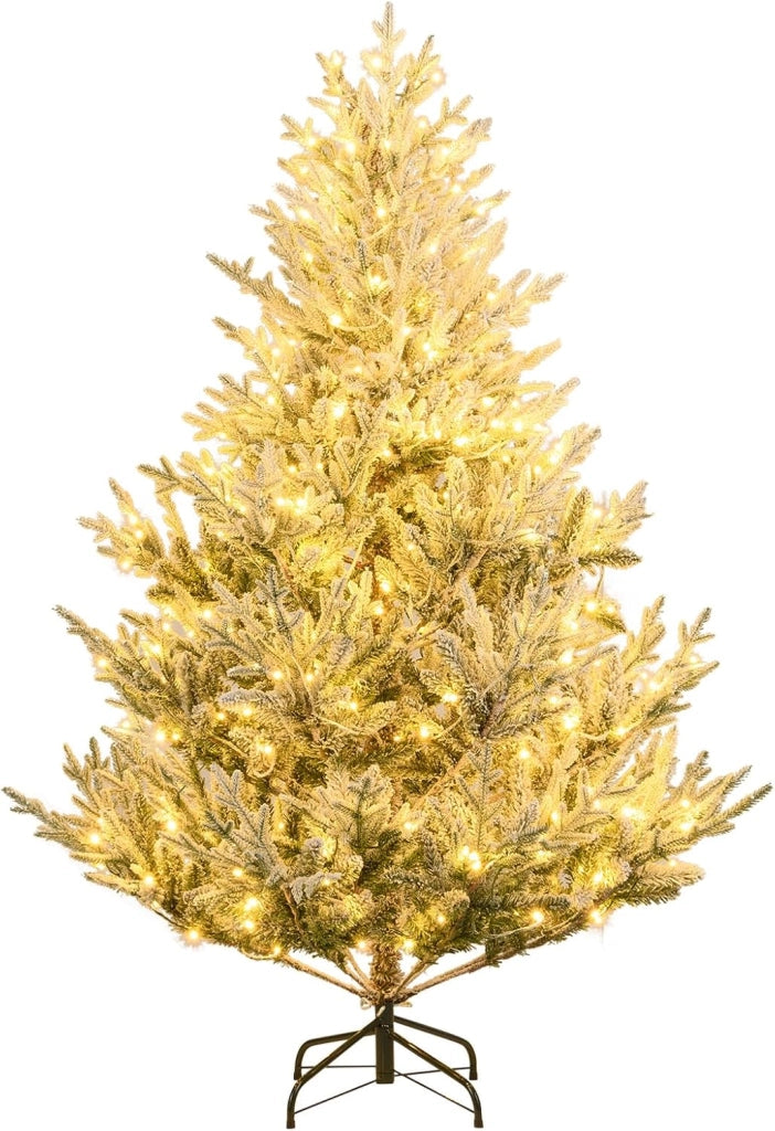 Albero Artificiale Preilluminato 180 cm, Albero di Natale Innevato con 340 Luci LED, 13 Modalità, Timer, Luminosità Regolabile e 762 Rami, Decorazioni per Casa e Ufficio (180 cm)
