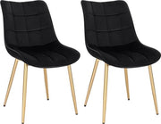Set di Sedie da Pranzo in Velluto di 2 Pezzi - Ergonomico e Comfortevole - Sedile da Pranzo per Tavola da Pranzo - 46,5x42x82 cm - Nero