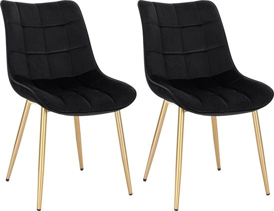 Set di Sedie da Pranzo in Velluto di 2 Pezzi - Ergonomico e Comfortevole - Sedile da Pranzo per Tavola da Pranzo - 46,5x42x82 cm - Nero