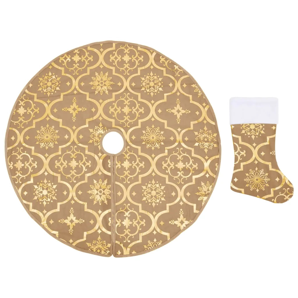 Gonna Albero Natale Raffinata con Calza-Decorazioni natalizie Gialla Tessuto 90 cm