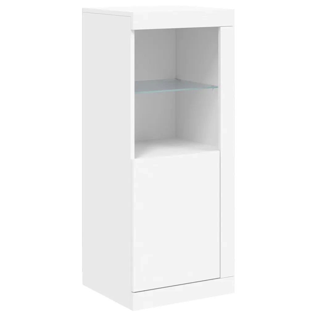 Credenze con Luci LED 3 pz | Madia | Buffet da pranzo | Armadio da pranzo Bianche in Legno Multistrato