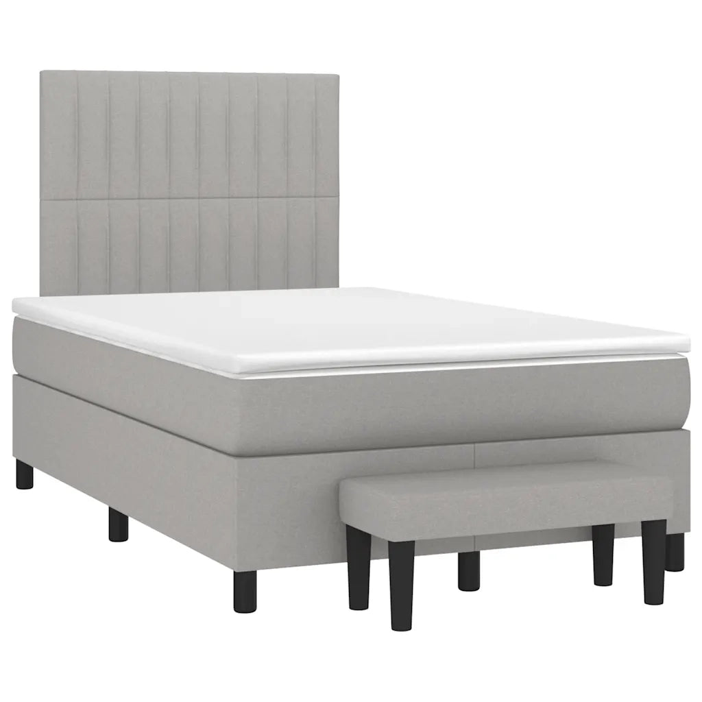Giroletto a Molle con Materasso Grigio Chiaro 120x190cm Tessuto