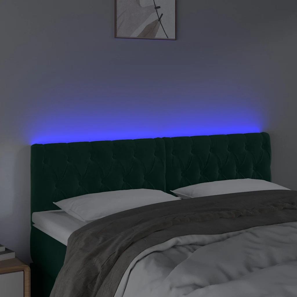 Testiera | Testata a LED Verde Scuro 144x7x78/88 cm in Velluto