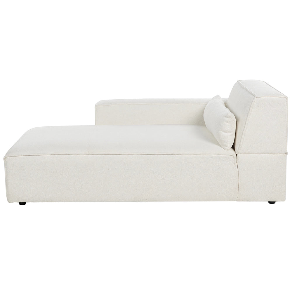 Chaise Lounge destra Rivestimento in bouclé bianco Gambe sintetiche Soggiorno moderno a sinistra