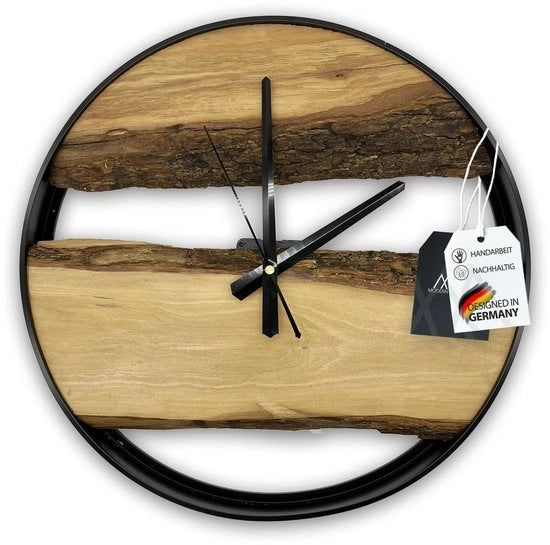 Orologio da Parete in Legno senza Suono Tintinnante, in Legno di Olivo Rustico, Cornice Moderna in Legno, Orologio da Muro in Legno Massello, Decorazione per la Camera da Pranzo
