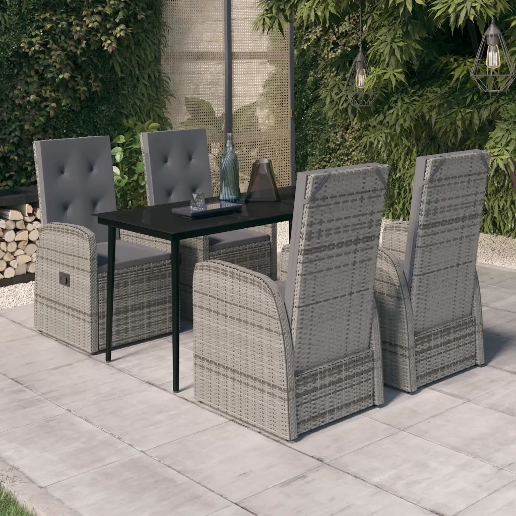 Set Mobili da Pranzo per Giardino 5 pz con Cuscini Grigio cod mxl 38757