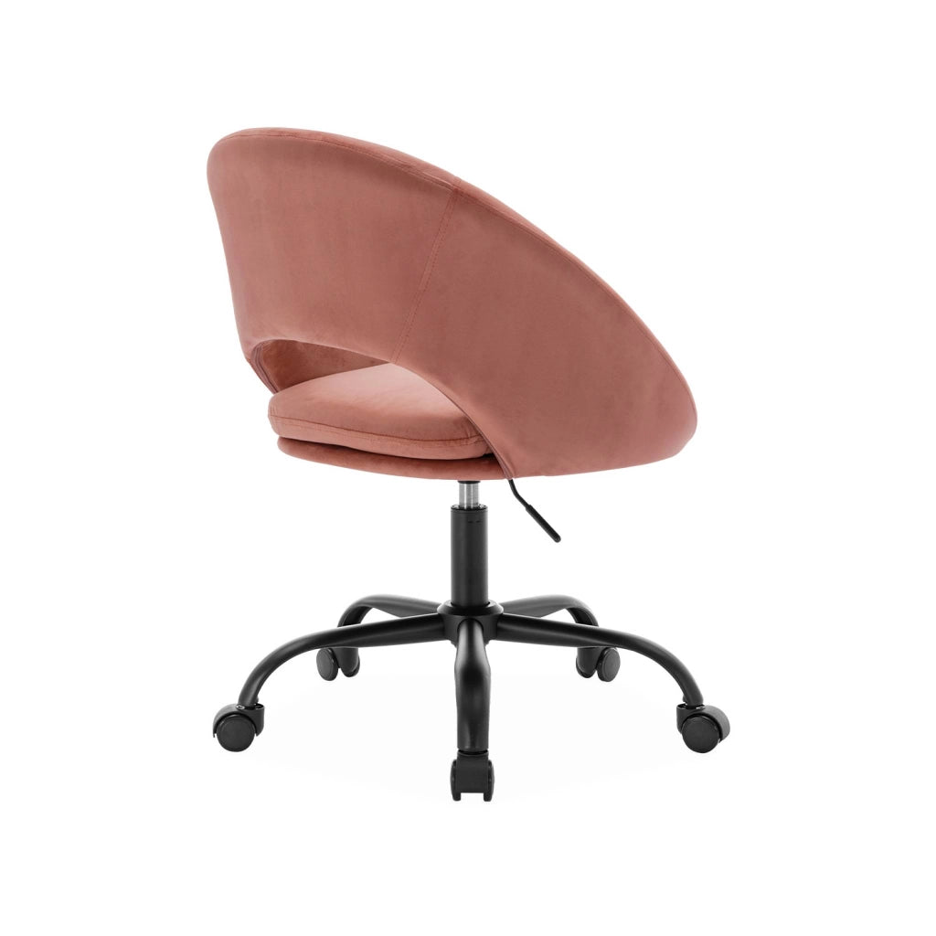 Sedia da ufficio con rotelle in velluto, rosa antico