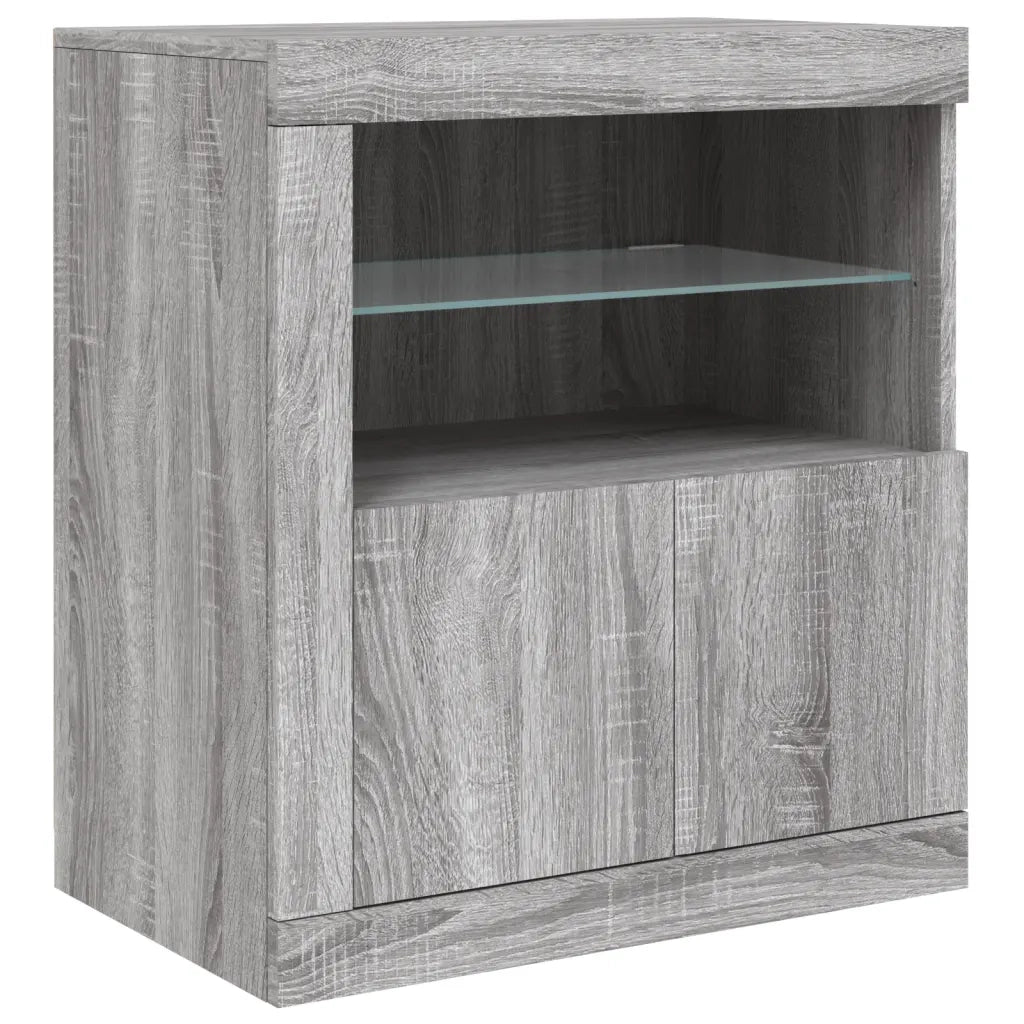 Credenza | Madia | Buffet da pranzo | Armadio da pranzo con Luci LED Grigio Sonoma 202x37x67 cm