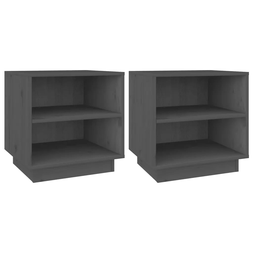 Comodini 2 pz Grigi 40x34x40 cm in Legno Massello di Pino 813330
