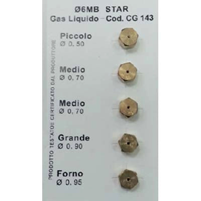UGELLI RICAMBIO X FORNELLI GAS GPL - OTTONE- 5 confezioni