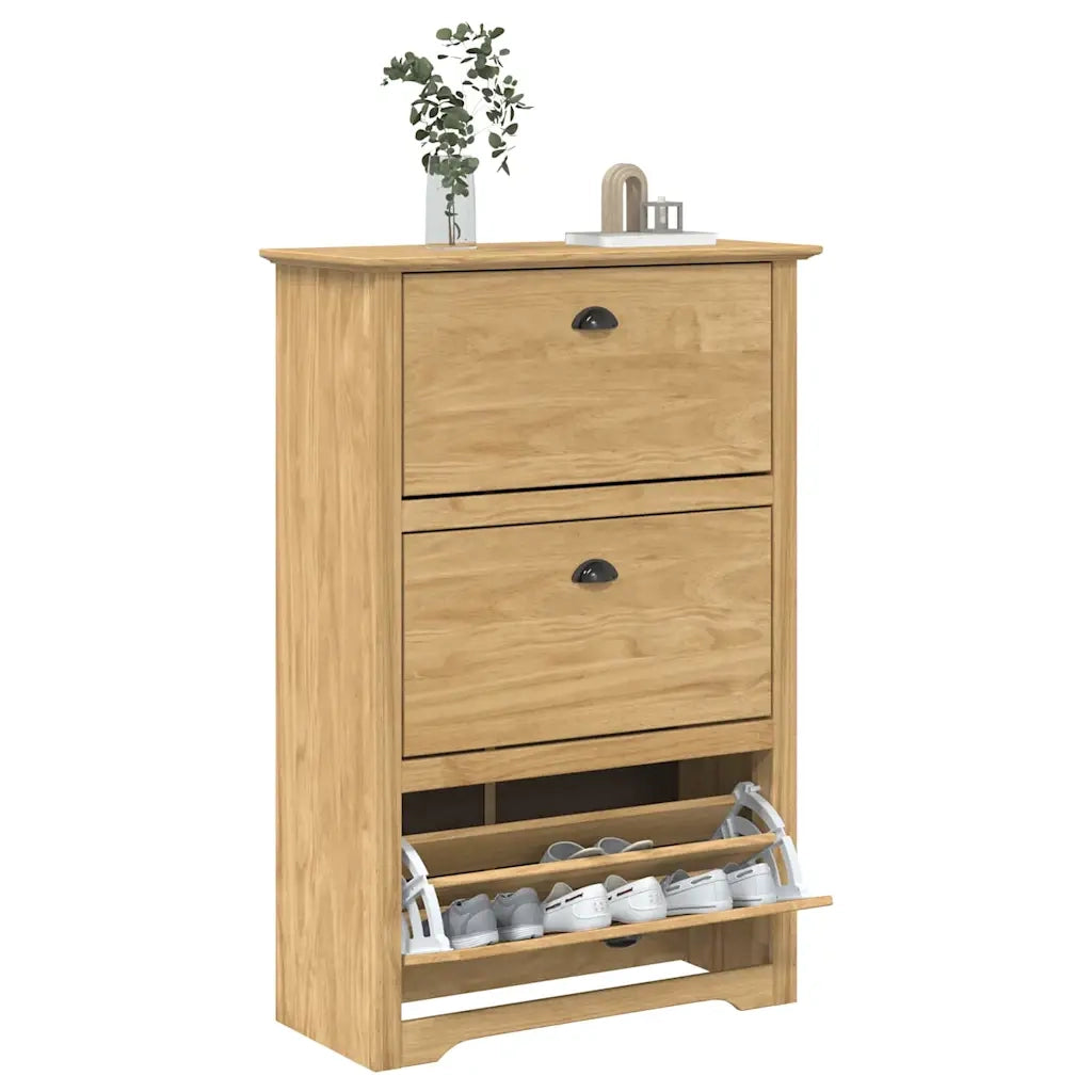 Scarpiera | Mobile per scarpe BODO Marrone miele 80 x 35 x 118 cm Legno multistrato