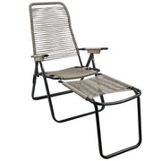 Marvin Sdraio Cordonata con Poggiapiedi Sedia a Sdraio da Giardino Filo in Pvc Pieghevole Metallo Poltrona Relax Tortora