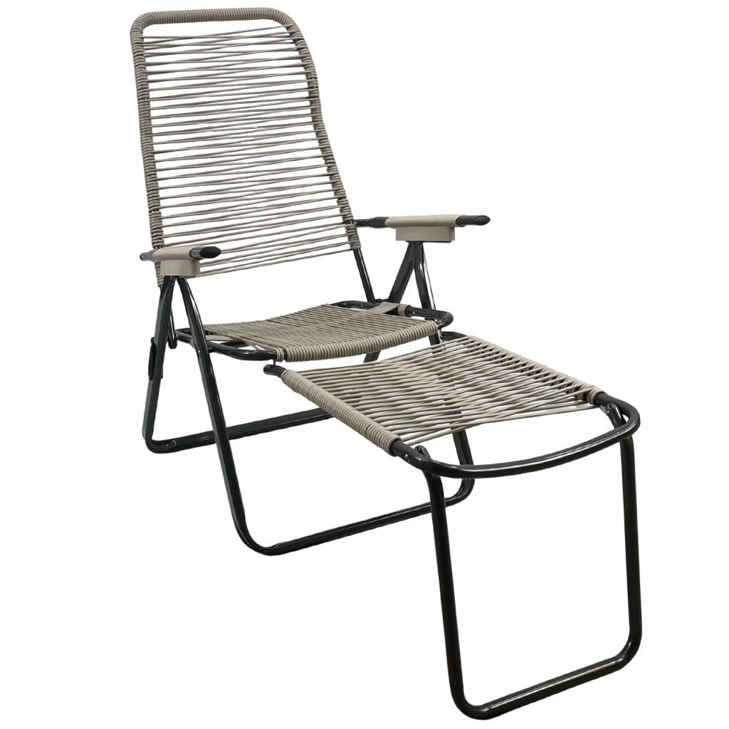 Marvin Sdraio Cordonata con Poggiapiedi Sedia a Sdraio da Giardino Filo in Pvc Pieghevole Metallo Poltrona Relax Tortora